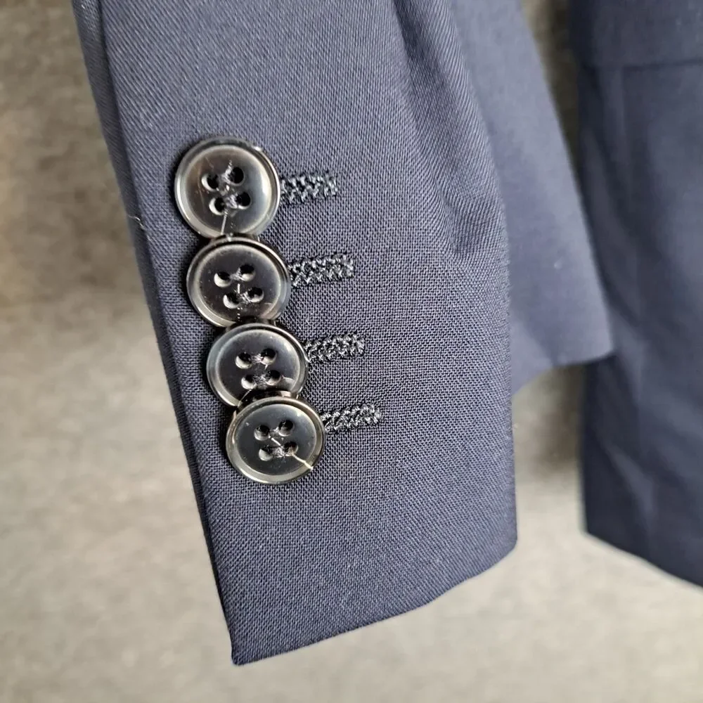 Ermenegildo Zegna Men's Blazer Sport‎ Coat Natural Comfort 44L Wool Navy Blue